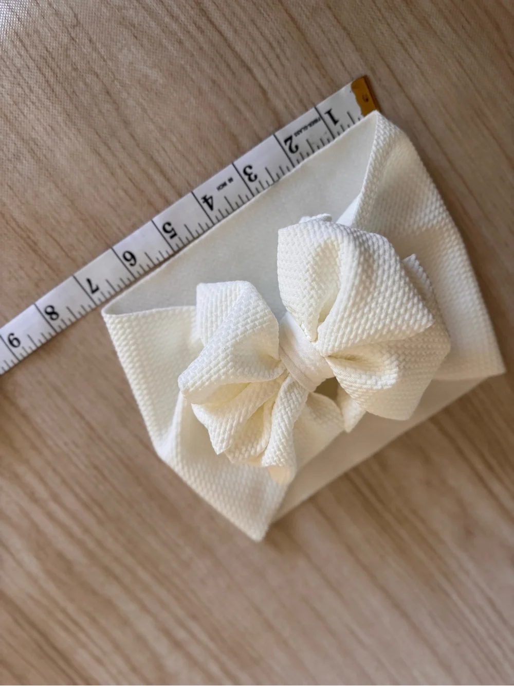 White Textured Bow Headband